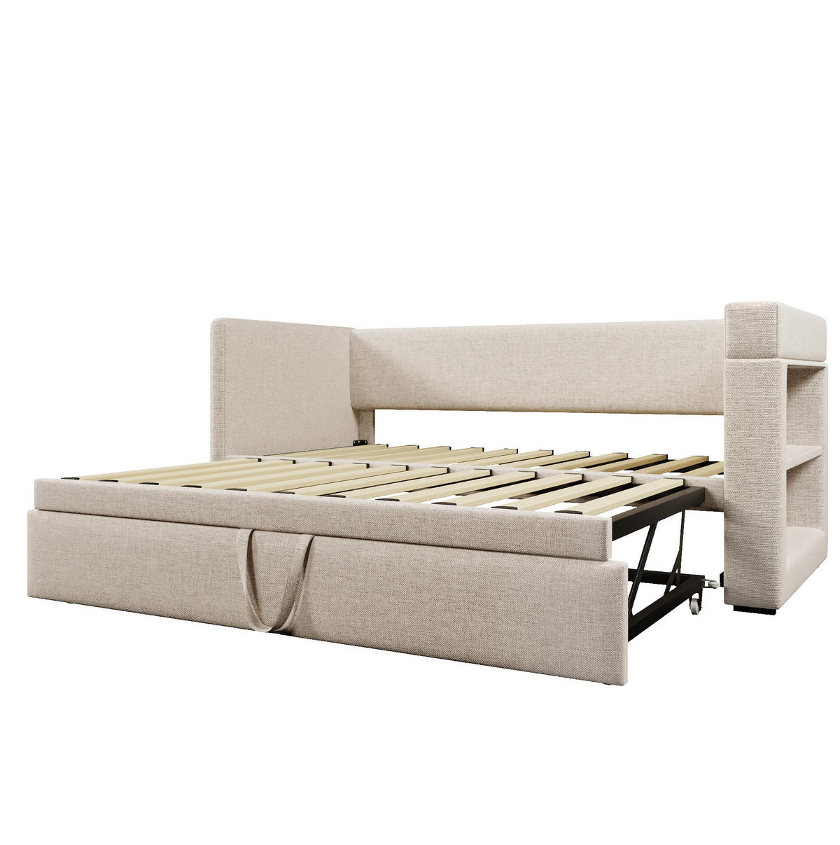 POLSTERBETT 90/180x190 cm Beige mit USB- und Type-C-Anschlüssen - Beige, Textil (90/190cm) - Flora Grace