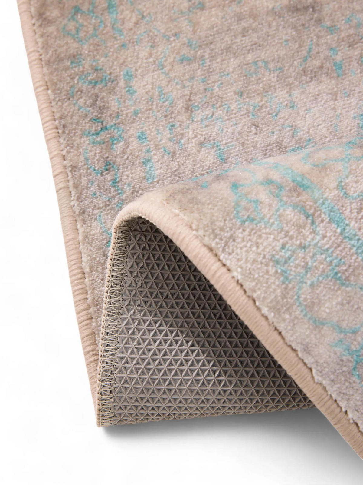 VINTAGE-LÄUFER Miray waschbar 80/240 cm - Türkis/Grau, Kunststoff (80/240cm) - benuta Nest