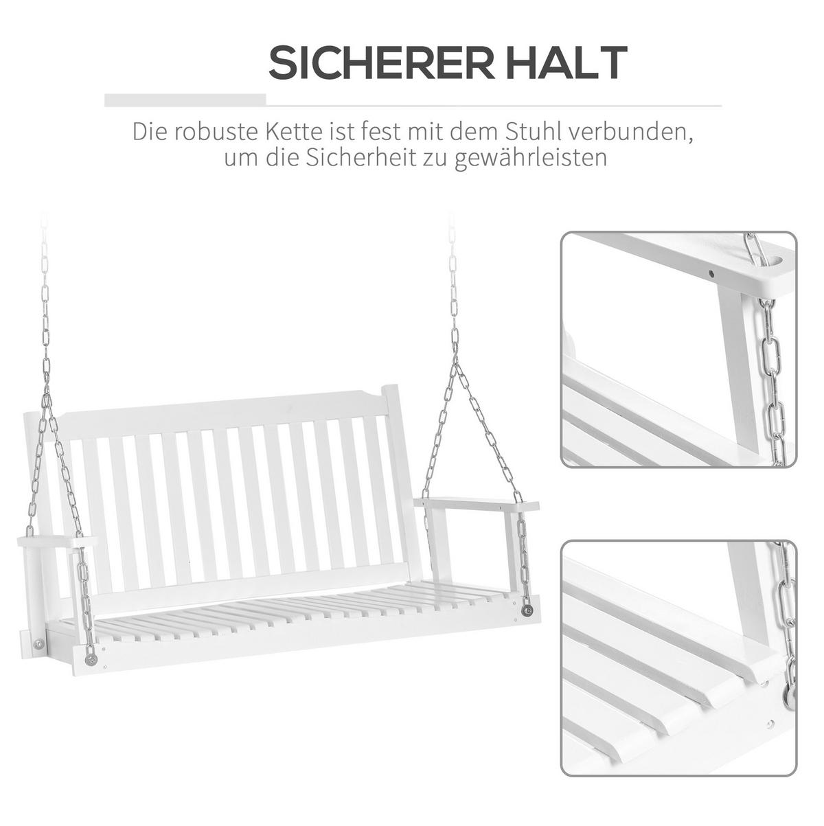 HOLLYWOODSCHAUKEL aus Holz 117x69x60 cm in Weiß für 2 Personen - Weiß, Holz (69/60/117cm) - Modfu
