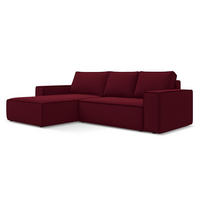 ECKSOFA mit Schlaffunktion Samt Stoff Rot - Bordeaux/Rot, Kunststoff/Textil (185/290cm) - LaMiaSofa