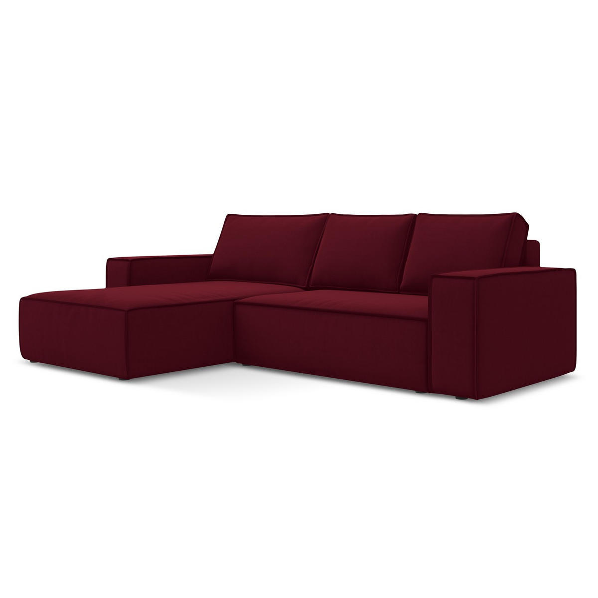 ECKSOFA mit Schlaffunktion Samt Stoff Rot - Bordeaux/Rot, Kunststoff/Textil (185/290cm) - LaMiaSofa