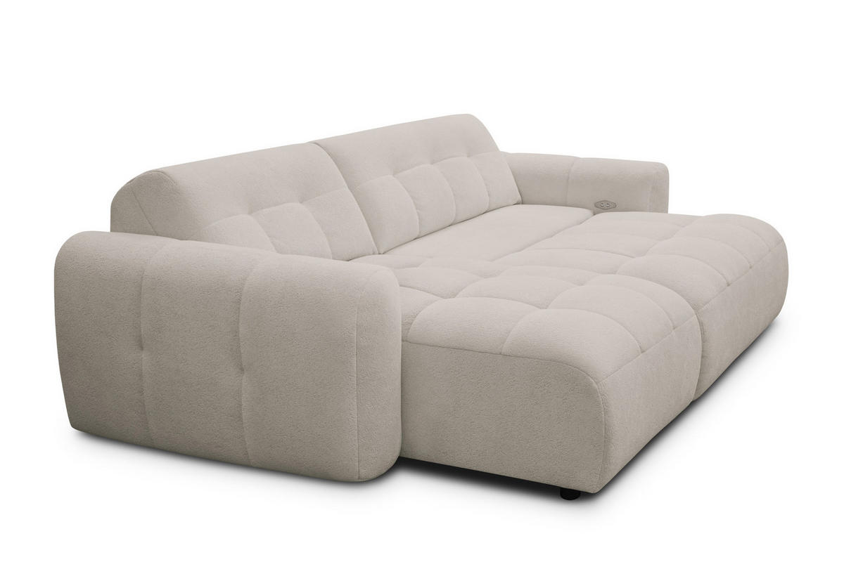 ECKSOFA LUMERO 4-Sitzer LINKS, creme - Ecru/Schwarz, Holz/Textil (275/166cm) - Courtois Laville