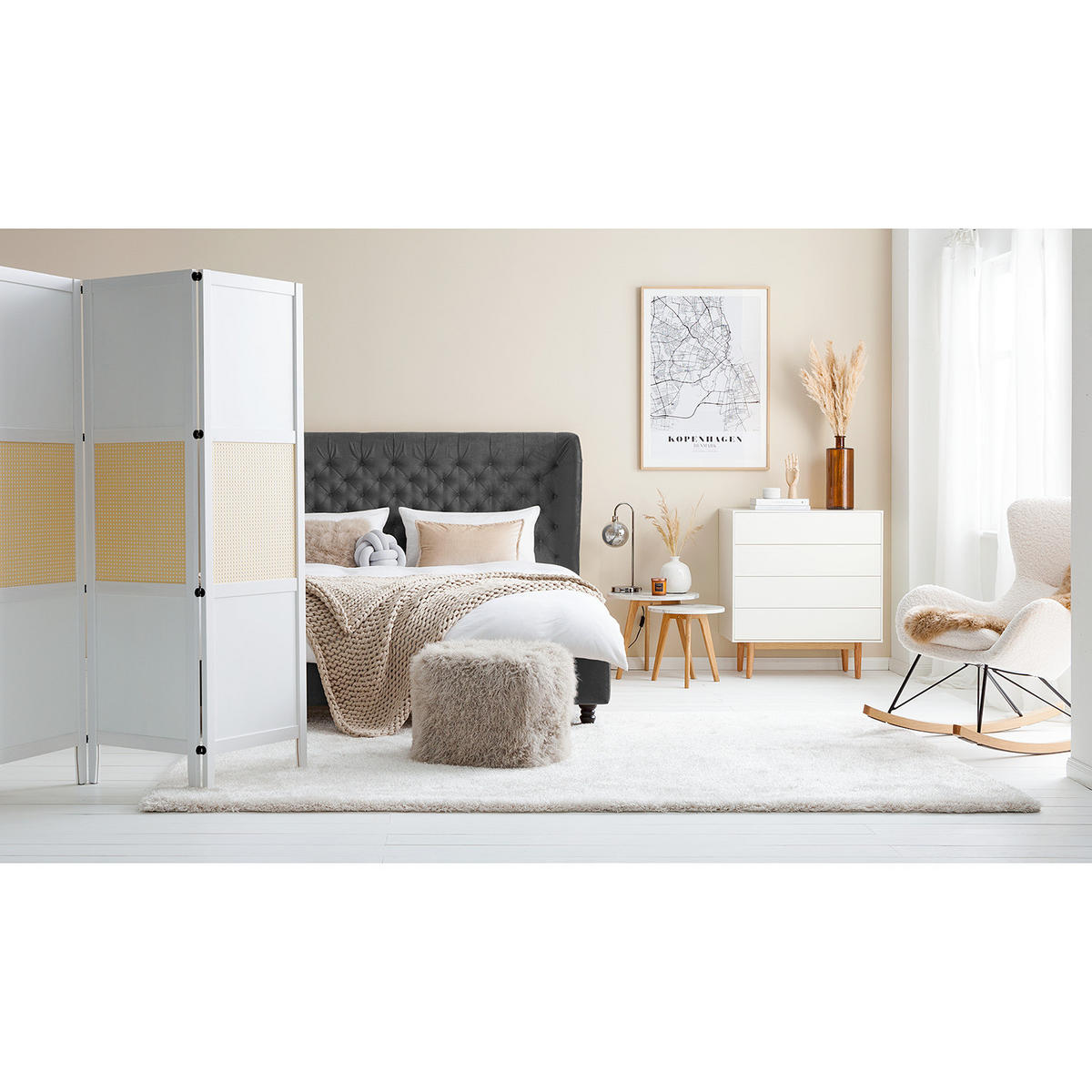 POLSTERBETT - Samt - Grau, Textil (180/200cm) - home24