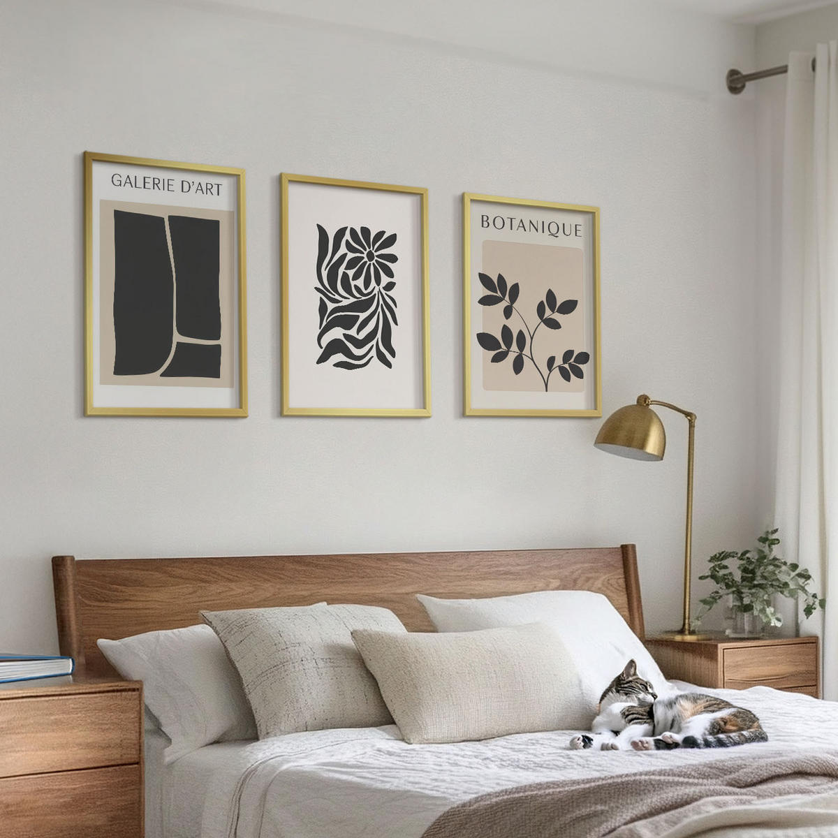 WANDBILDER 3er Set - 40x60 cm Goldrahmen - Abstrakte Pflanzenmuster - Goldfarben, Kunststoff (40/60cm) - ArtPrintCave