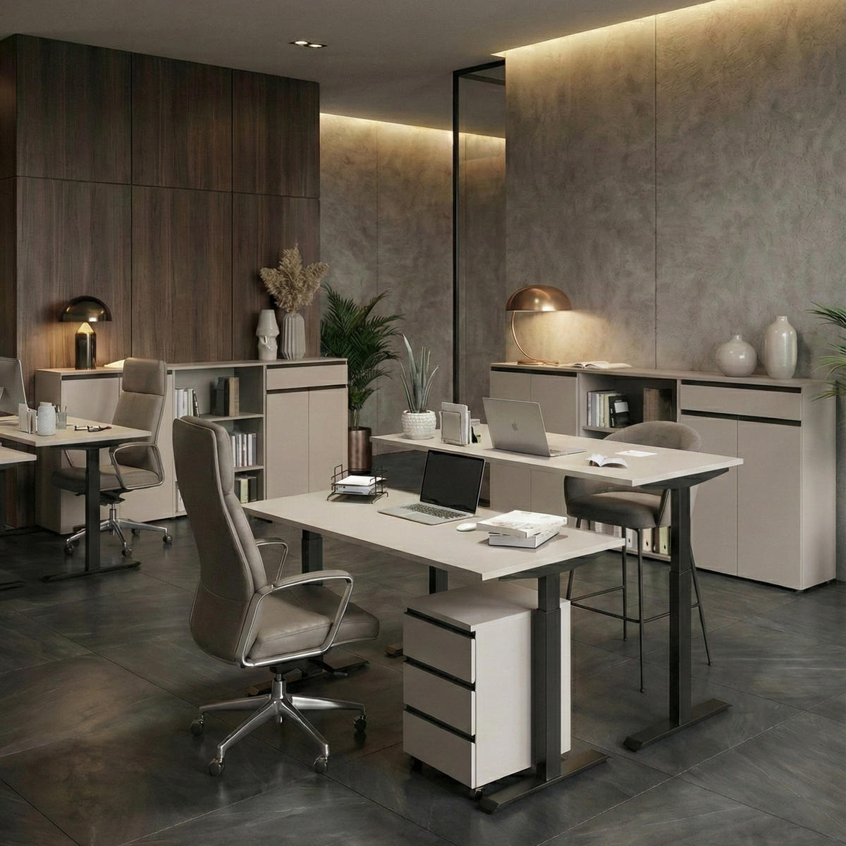 AKTENSCHRANK mit Schublade Soft-Close 81x120x40 cm Greige - Beige, Holzwerkstoff (81/120/40cm) - KADIMA DESIGN