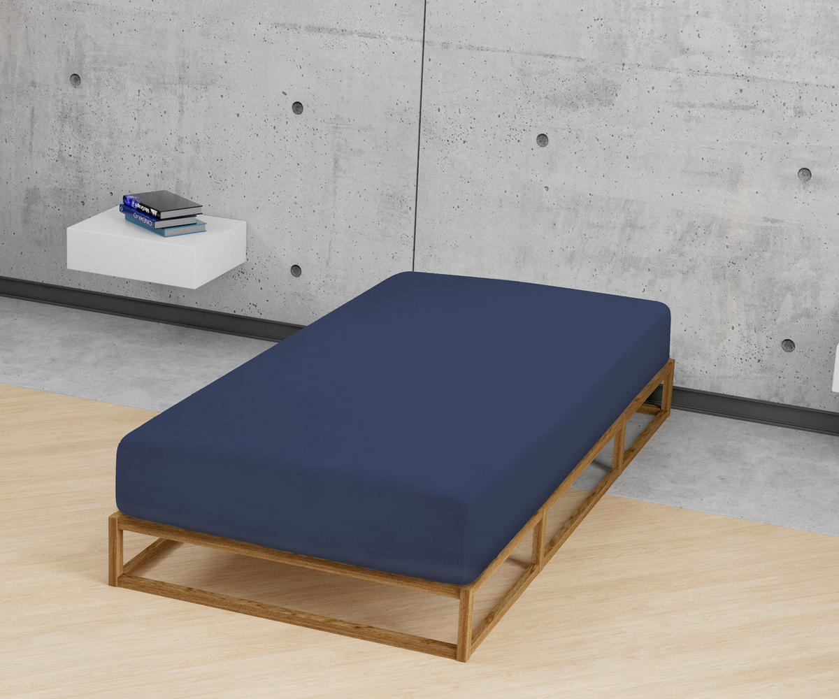 SPANNBETTTUCH Jersey marine, 140x200 cm - 160x220 cm - Dunkelblau, Textil (160/220cm) - biberna