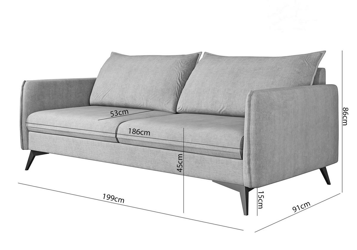3-SITZER-SOFA Pulse Silber Luxusmicrofaser - Silberfarben/Schwarz, Holz/Textil (199/86/91cm) - S-Style Möbel