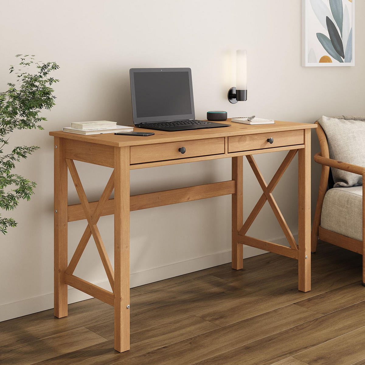 SCHREIBTISCH ADRIAN - Eichefarben, Holz (50/110/76cm) - IDIMEX