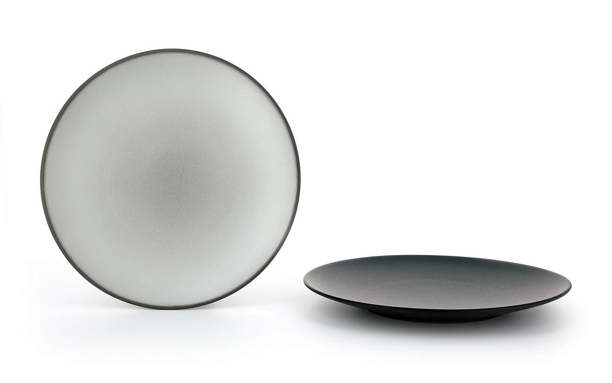 TELLER / BROTTELLER FLACH EQUINOXE 16 cm Pfeffer - Hellgrau, Keramik (16cm) - Revol Porcelaine France
