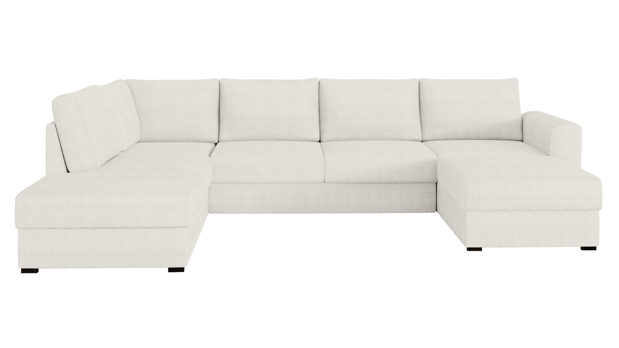 WOHNLANDSCHAFT Wilma, Seite: Links - Creme/Schwarz, Holz/Textil (305/85/188cm) - MIRJAN24