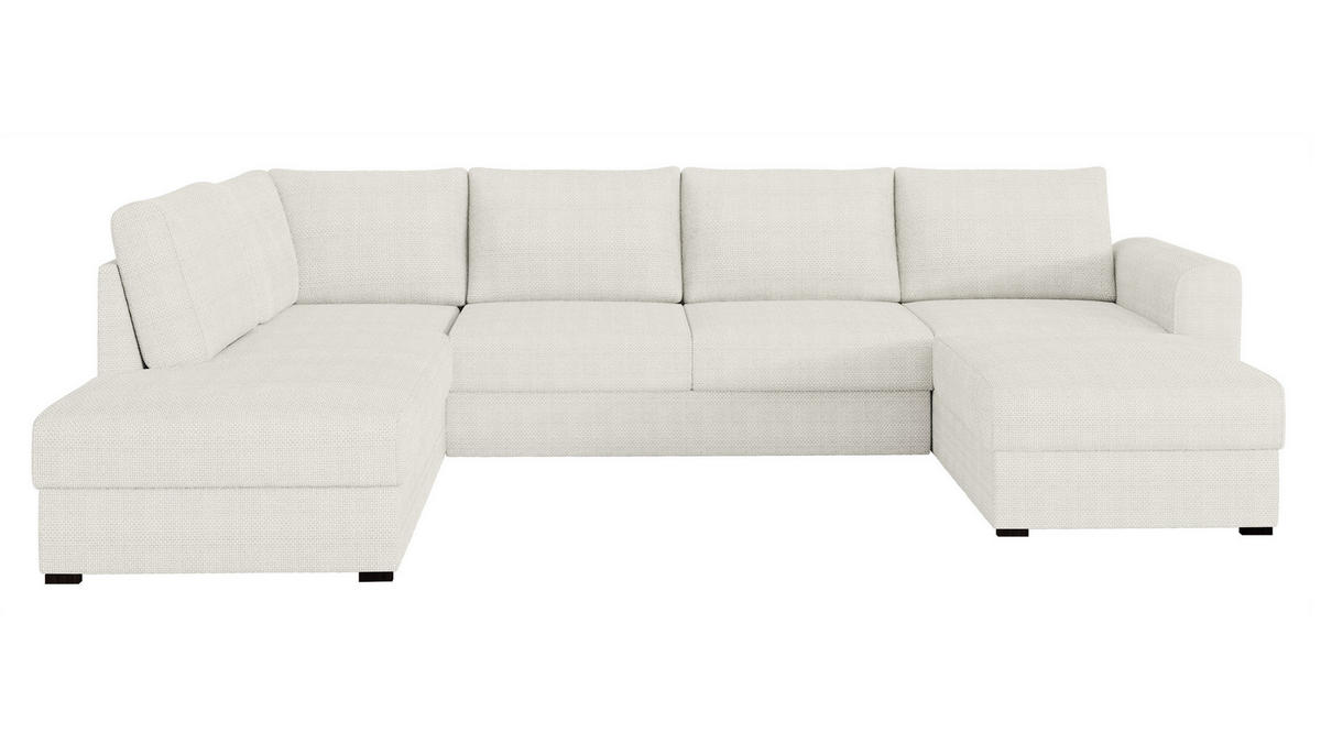 WOHNLANDSCHAFT Wilma, Seite: Links - Creme/Schwarz, Holz/Textil (305/85/188cm) - MIRJAN24