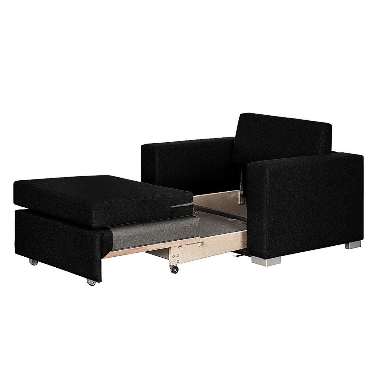 SCHLAFSESSEL - Silberfarben/Schwarz, Textil (110/90/90cm) - home24