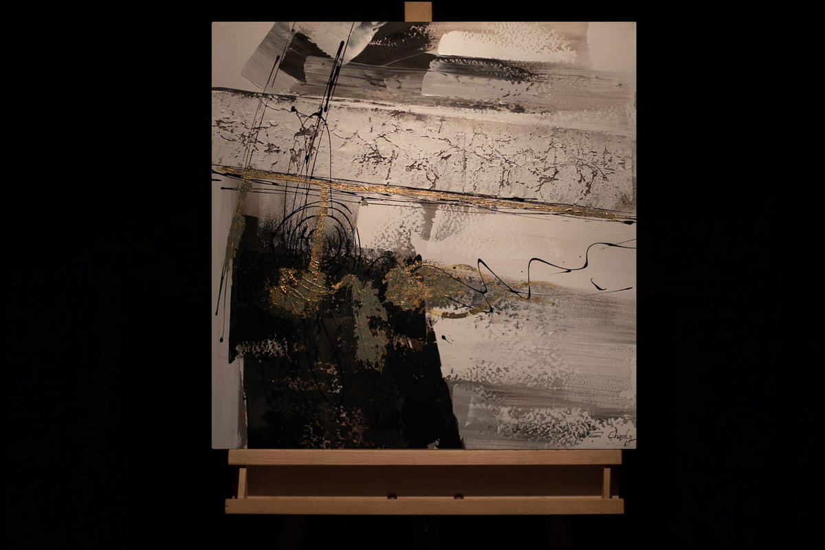 ACRYLBILD HANDGEMALT 60/60 cm - Grau, Holz/Textil (1.12/60cm) - KUNSTLOFT