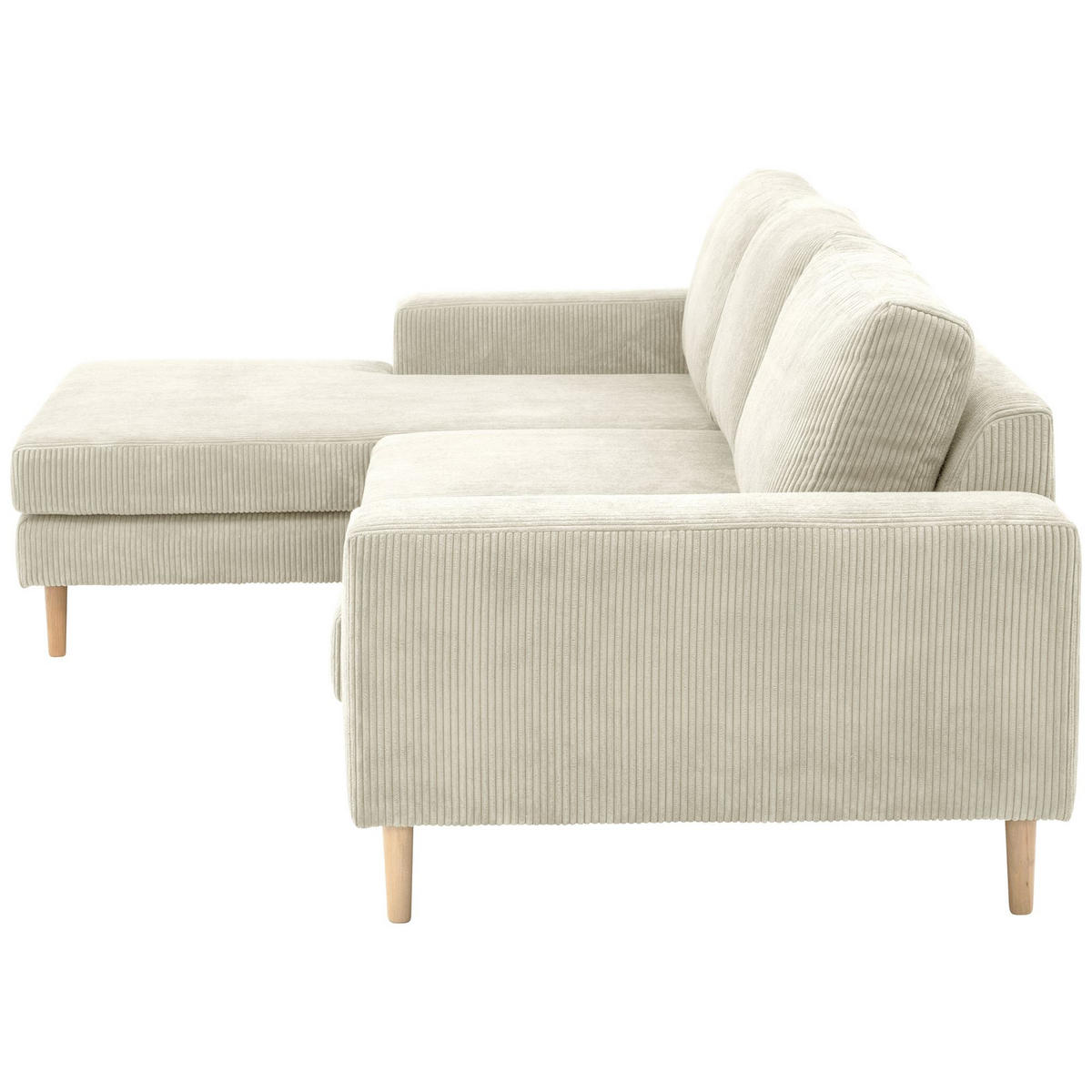 SOFA mit Longchair links Kaylynn Cordstoff creme - Creme, Kunststoff (175/294cm) - 58aufmkessel