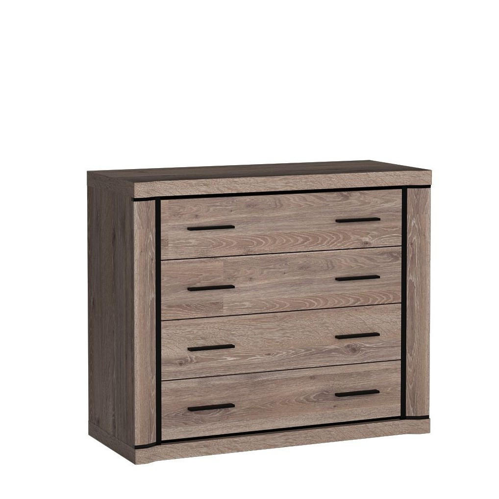 KOMMODE MALAGA 107/91/45cm mit 4 Schubladen Türen Braun - Braun, Holzwerkstoff (107/91/45cm) - MASSENO