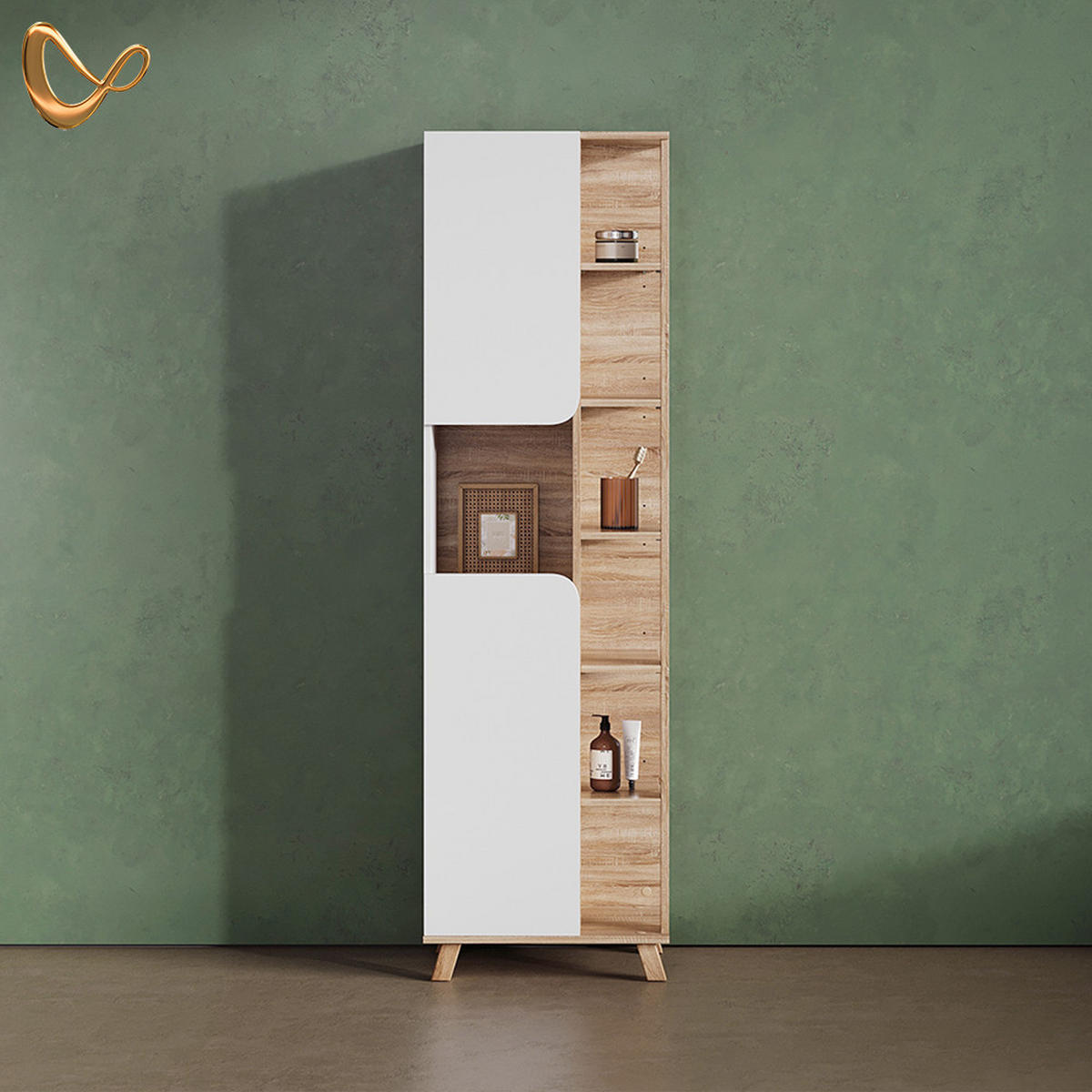 KOPALNIŠKA OMARICA Marano, Sonoma/Bela, 50 x 175 cm z 2 vrati - bela/hrast sonoma, leseni material (50/175/35cm) - Livinity®