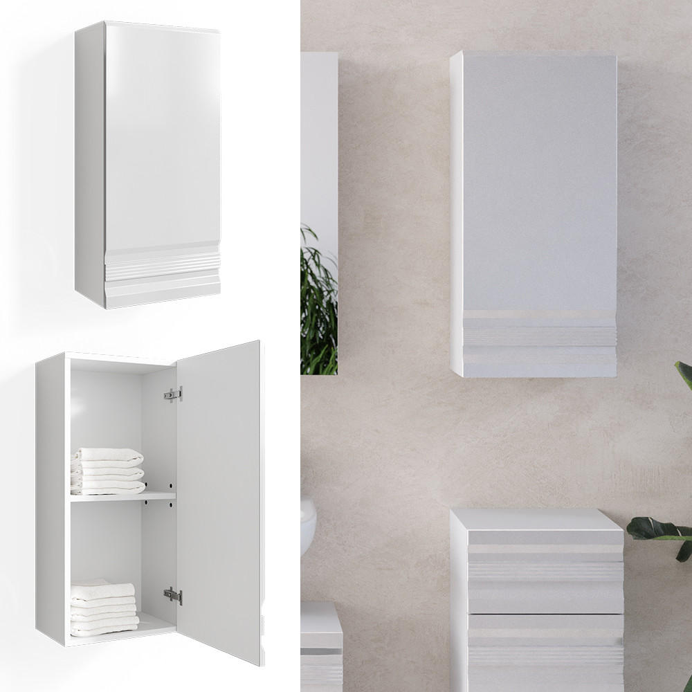 BADSCHRANK Fredd Weiß 77 x 36.4 cm - Weiß Hochglanz/Weiß, Holzwerkstoff (77/36.4/23.5cm) - Vicco