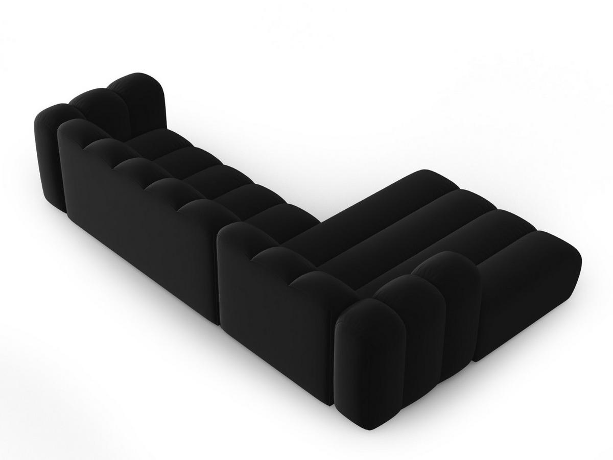 ECKSOFA modular links Lupine aus Samt schwarz 4 Sitzplätze - Schwarz, Textil (177/290cm) - Micadoni