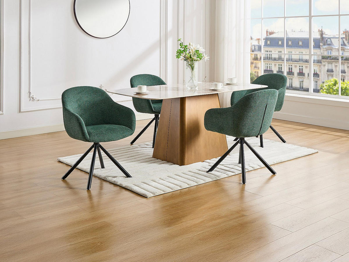 2‑ER Set Stühle mit Armlehnen - Textilstoff & Metall - Grün - CILIENO - Grün, Textil (57/80/60cm) - Vente-Unique