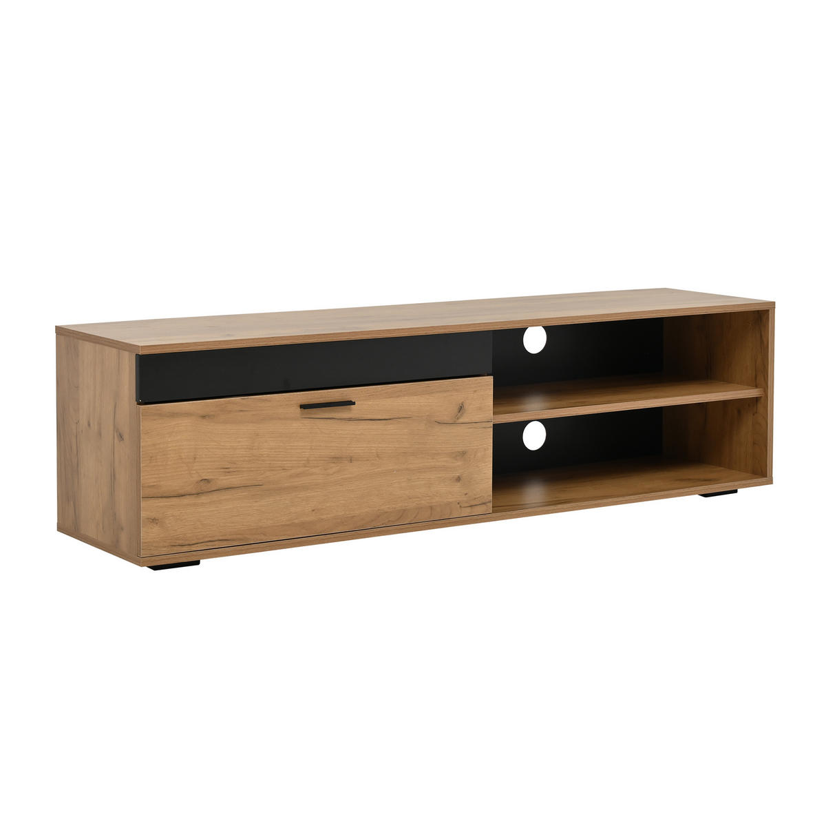 WOHNWAND / Lowboard 140/35/39 cm, 3-teilig, mit Soft-Close und Wandregal - Naturfarben, Holzwerkstoff (140/39/35cm) - BEAOK