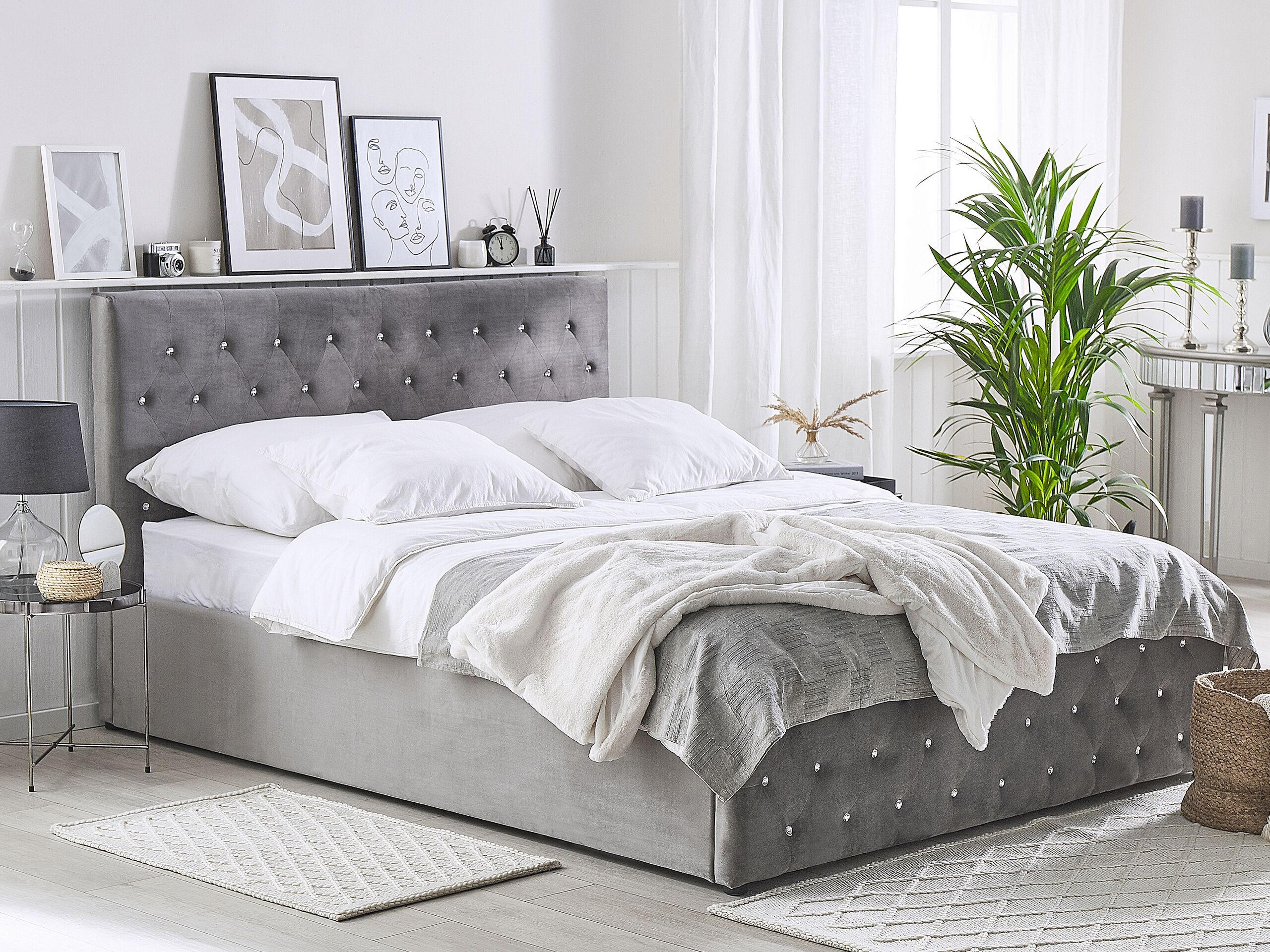 POLSTERBETT 180/200cm Grau Amiens - Grau, Textil (180/200cm) - Beliani