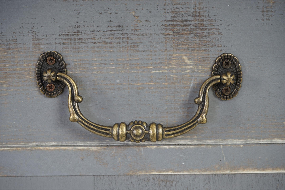 WEINREGAL mit Schublade und Truhe Flaschenregal für 20 Flaschen 94x48x31cm Shabby-Look, Vintage Grau - Grau, Holz (48/94/31cm) - BERLINLODGE