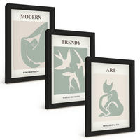 BILDER SET 3er Set - 20x30 cm Schwarzer Rahmen - Matisse abstrakte Figuren - Schwarz, Kunststoff (20/30cm) - TULUP