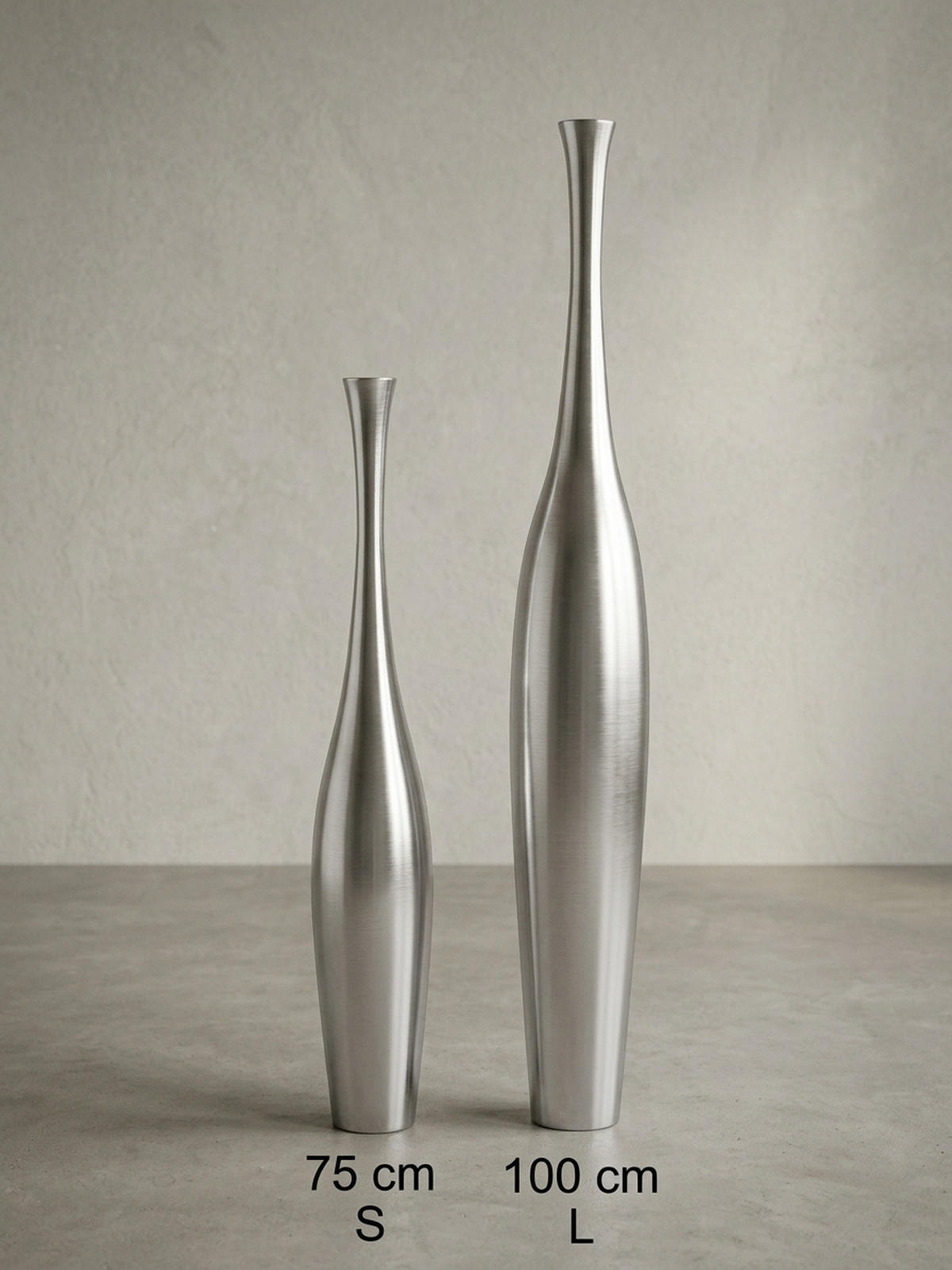 VASE Aluminium Modern Stil Modell BOTTLE S Silber mit einer Öffnung - Silberfarben, Metall (100cm) - KADIMA DESIGN