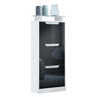 SCHUHSCHRANK Space Schwarz Hochglanz - Schwarz Hochglanz, Holzwerkstoff (46/128/23cm) - Vladon