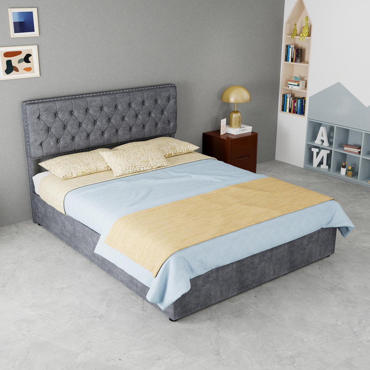POLSTERBETT 140/200 cm in Grau mit Stauraum Stoff im Modernen Design - Grau, Holzwerkstoff/Textil (140/200cm) - STILVORA