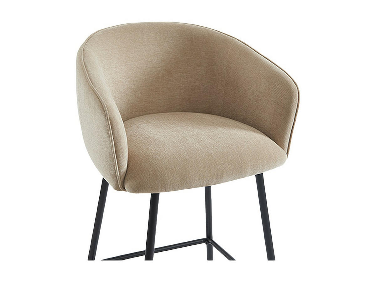 BARHOCKER 2er-Set - Stoff & schwarzes Metall - Beige - LAZONI - Beige, Textil (54/101/52cm) - Pascal Morabito