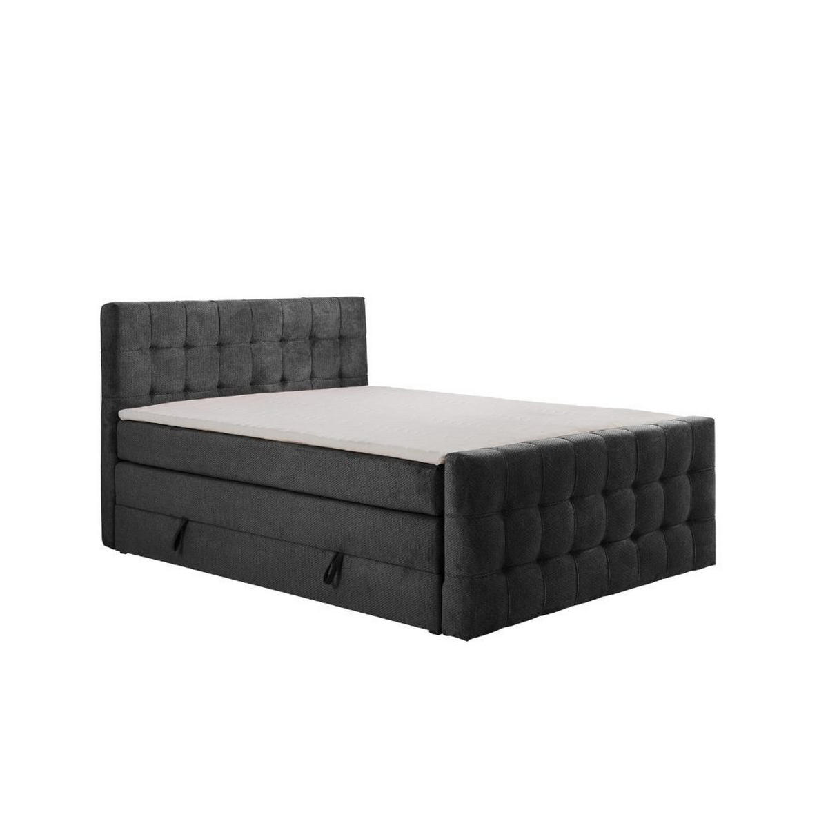 BOXBETT Royal mit Bonnelmatratze und Topper, 140x200, Grau - Grau, Holzwerkstoff/Kunststoff (140/200cm) - AN-Moebel 4u