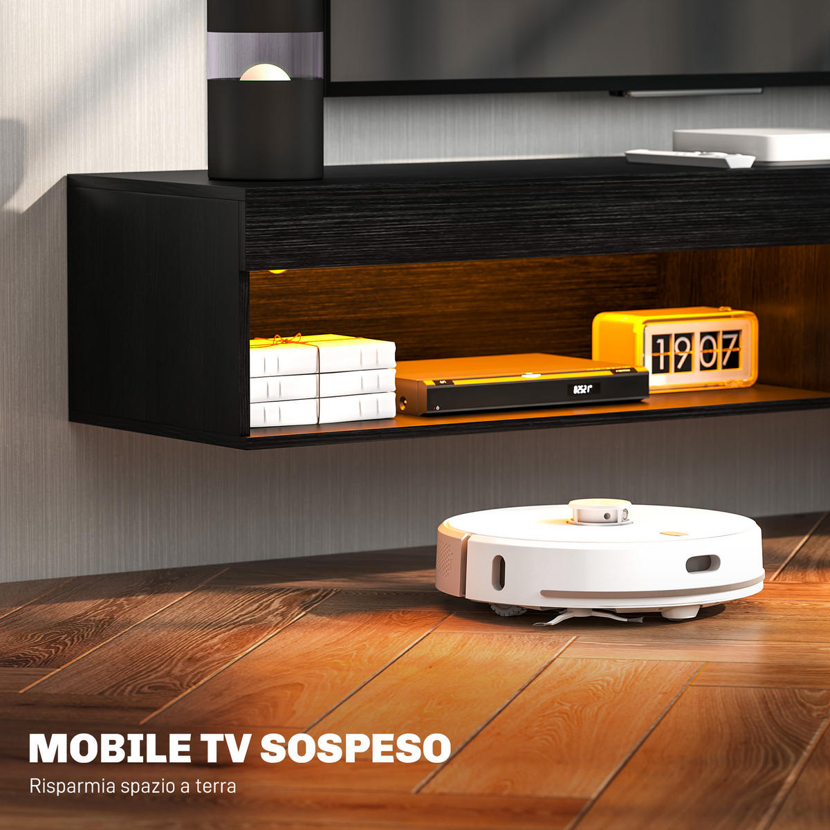 TV-MÖBEL Schwarz 1 Stück - Schwarz, Holzwerkstoff (180/30/40cm) - GiPP