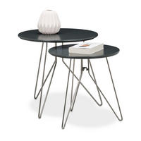 2XBEISTELLTISCH - Anthrazit, Holzwerkstoff/Metall (64/64/44cm) - Relaxdays