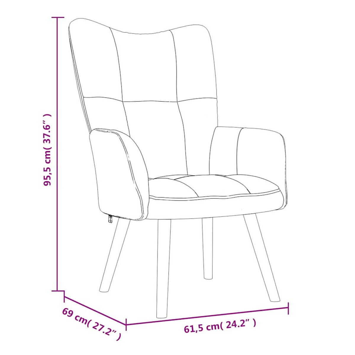SESSEL mit Hocker, Holzbeine 61,5/69/95,5 cm aus Samt Blau - Blau/Braun, Holz/Textil (61.5/95.5/69cm) - vidaXL