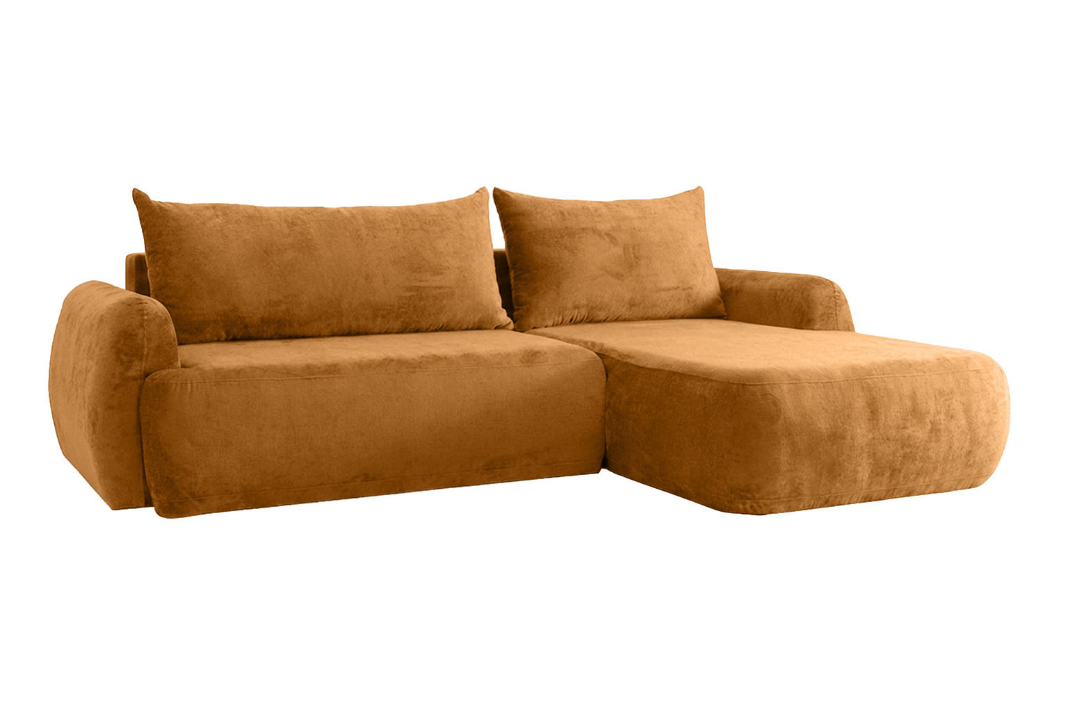 ECKSOFA Mit Schlaffunktion Und Bettkasten, Chenille-Stoff Perfecto, Honigfarbe, Rechts, HELA II - Honig, Holz (280/184cm) - Kaiser Möbel