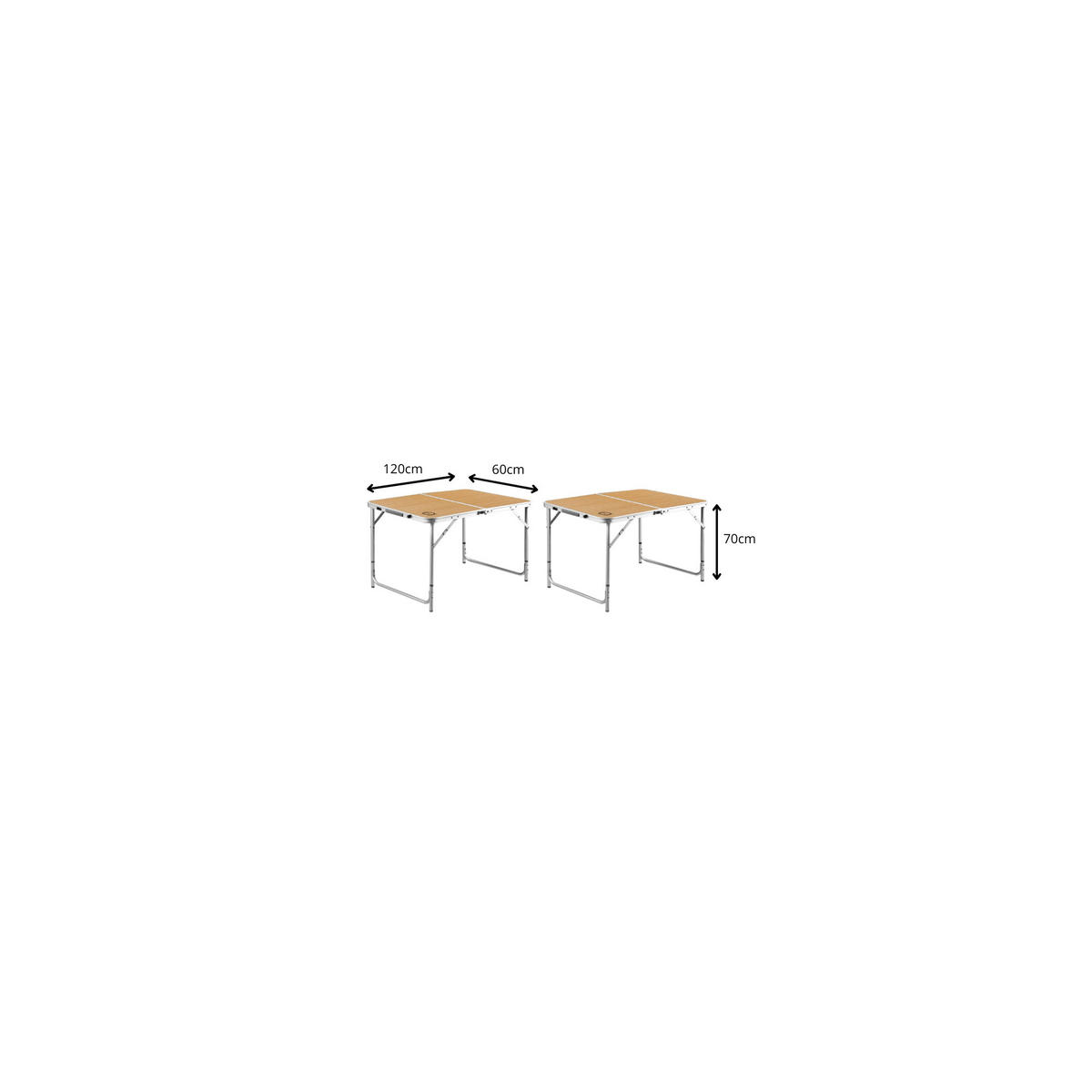 CAMPINGTISCHE faltbar für 6 Personen - Kofferform - 120 x 60 x 70 cm - Braun, Metall (120/60/70cm) - O’Camp