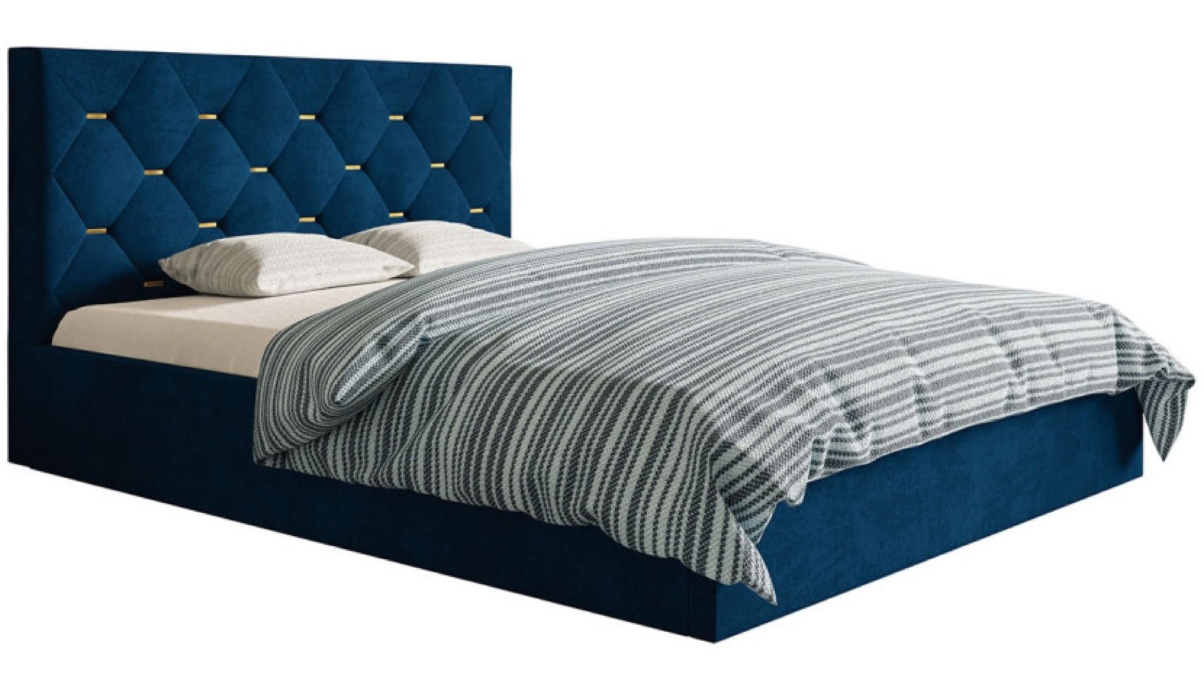 BETT Blau SIM 4 180x200 cm - Blau/Goldfarben, Kunststoff/Textil (180/200cm) - Sepro Meble