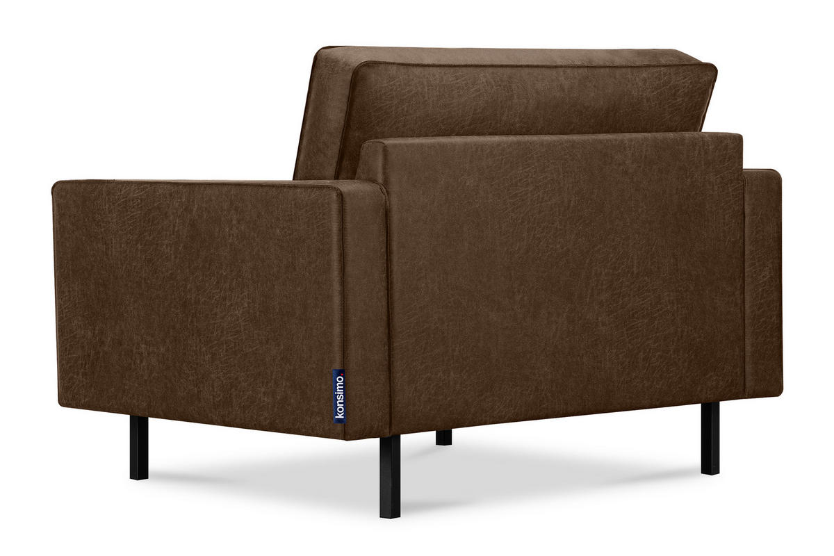 1,5-SITZER-SESSEL INVIA mit Armlehnen vintage, Lederoptik-Stoff, Dunkelbraun - Dunkelbraun/Schwarz, Textil (116/87/98cm) - KONSIMO®