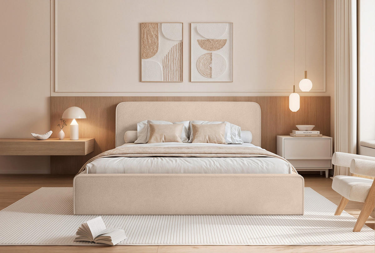 POLSTERBETT Monteli 160x200 cm, Sandbraun - Greige, Textil (160/200cm) - Fedve