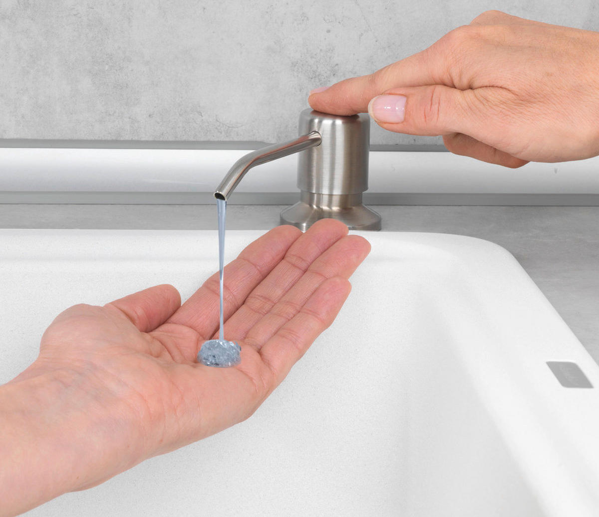 SEIFENSPENDER in -Arbeitsplatte Monti 400 ml 5,8/5,8/31 cm - Silberfarben, Kunststoff (5.8/31/5.8cm) - Wenko