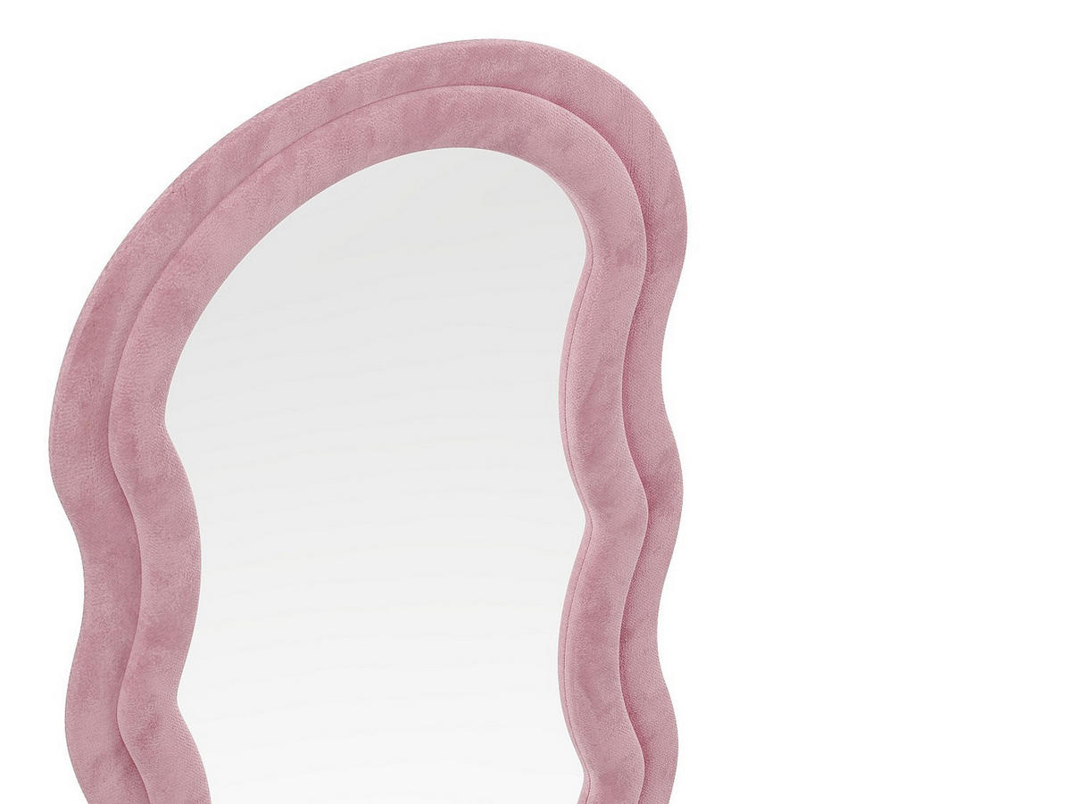 WANDSPIEGEL - 65 cm x 3 cm - Samt, Holz, Platte - Rosa AYANI - Pink, Textil (65/170/3cm) - Vente-Unique