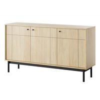 SIDEBOARD Japandies Eichenholzoptik 154 cm - Eichefarben/Schwarz, Holz/Holzwerkstoff (153.5/83.5/39cm) - Selsey