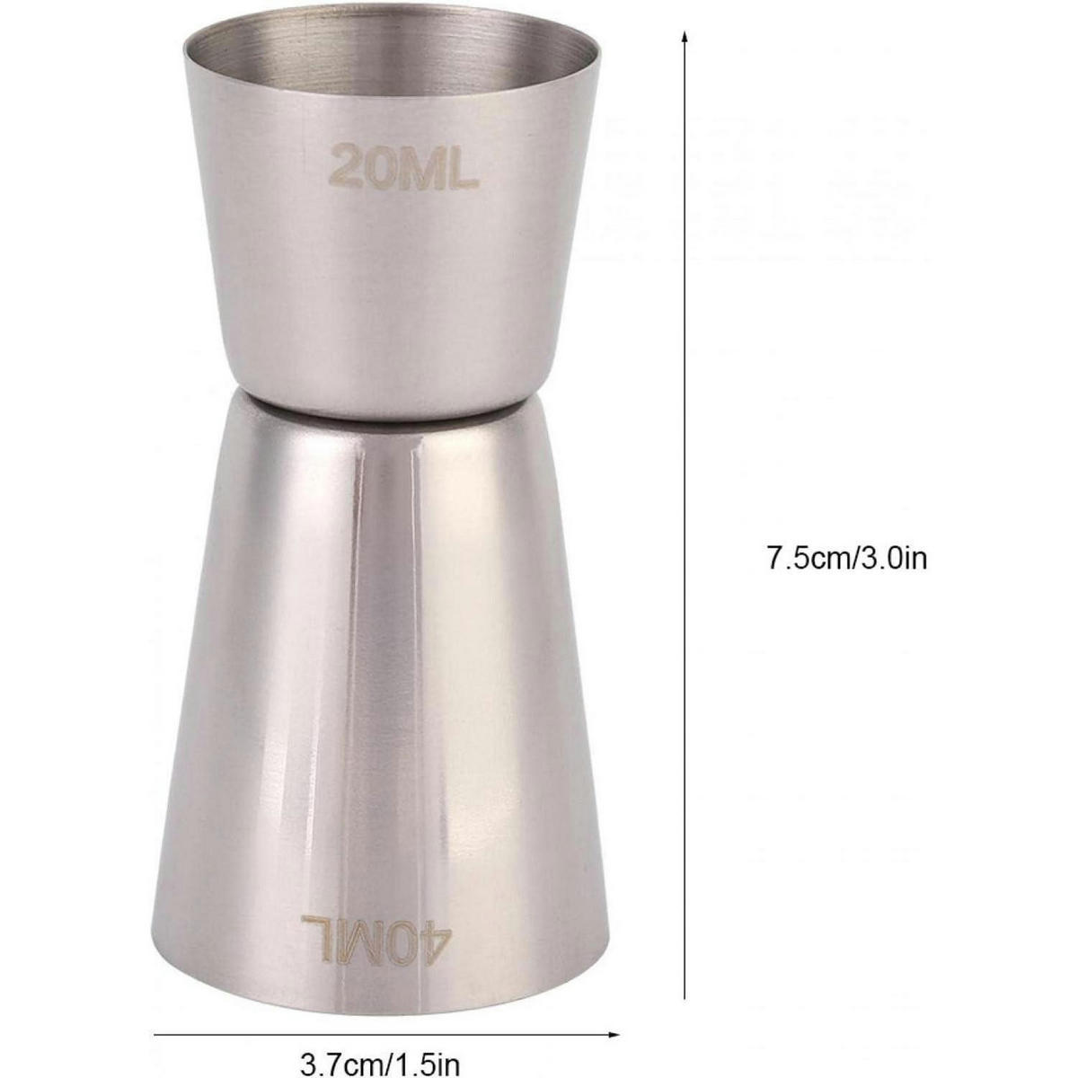 MESSBECHER Cocktail 2cl/4cl Edelstahl - Silberfarben, Metall (3.7/3.7/7.5cm)