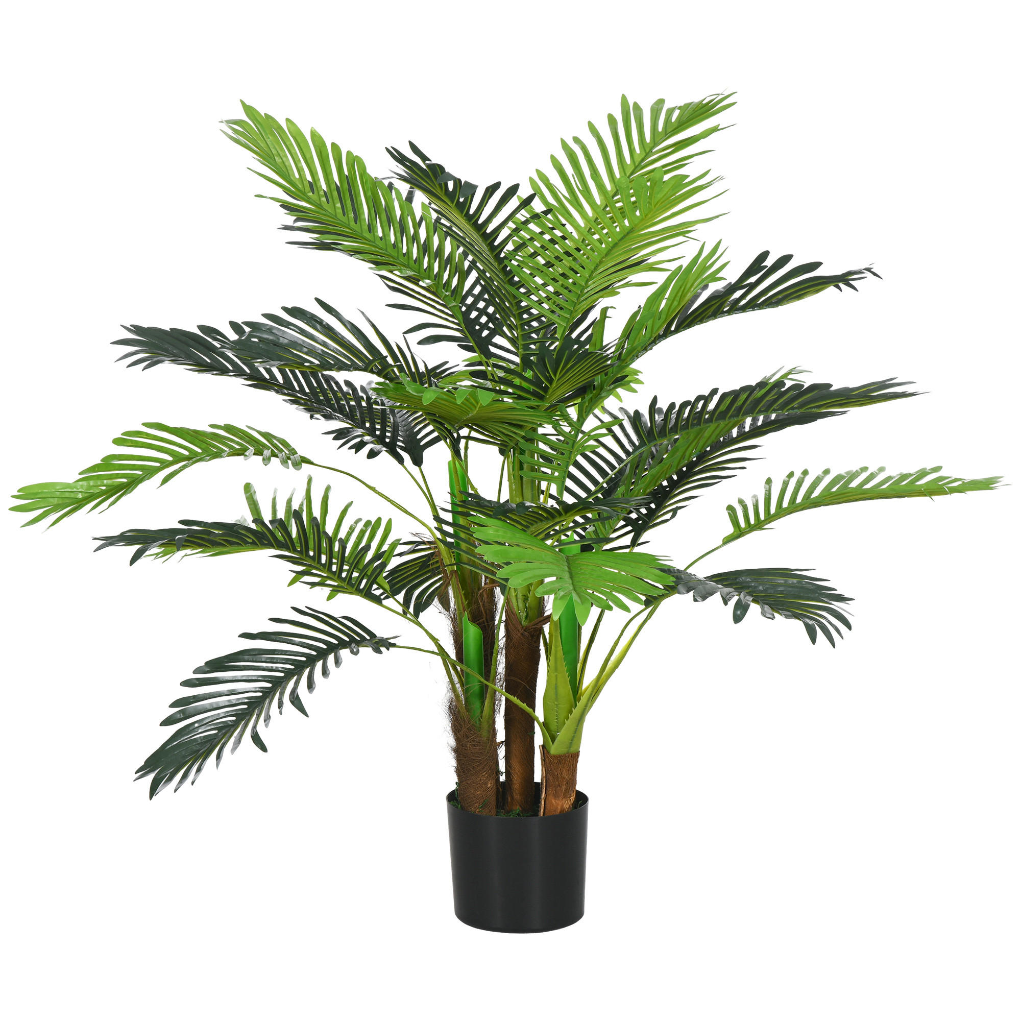 KÜNSTLICHE Pflanzen, Kunst Palme, 100 cm Kunstpflanze mit 27 Zweige Grün - Grün, Kunststoff (100cm) - HOMCOM