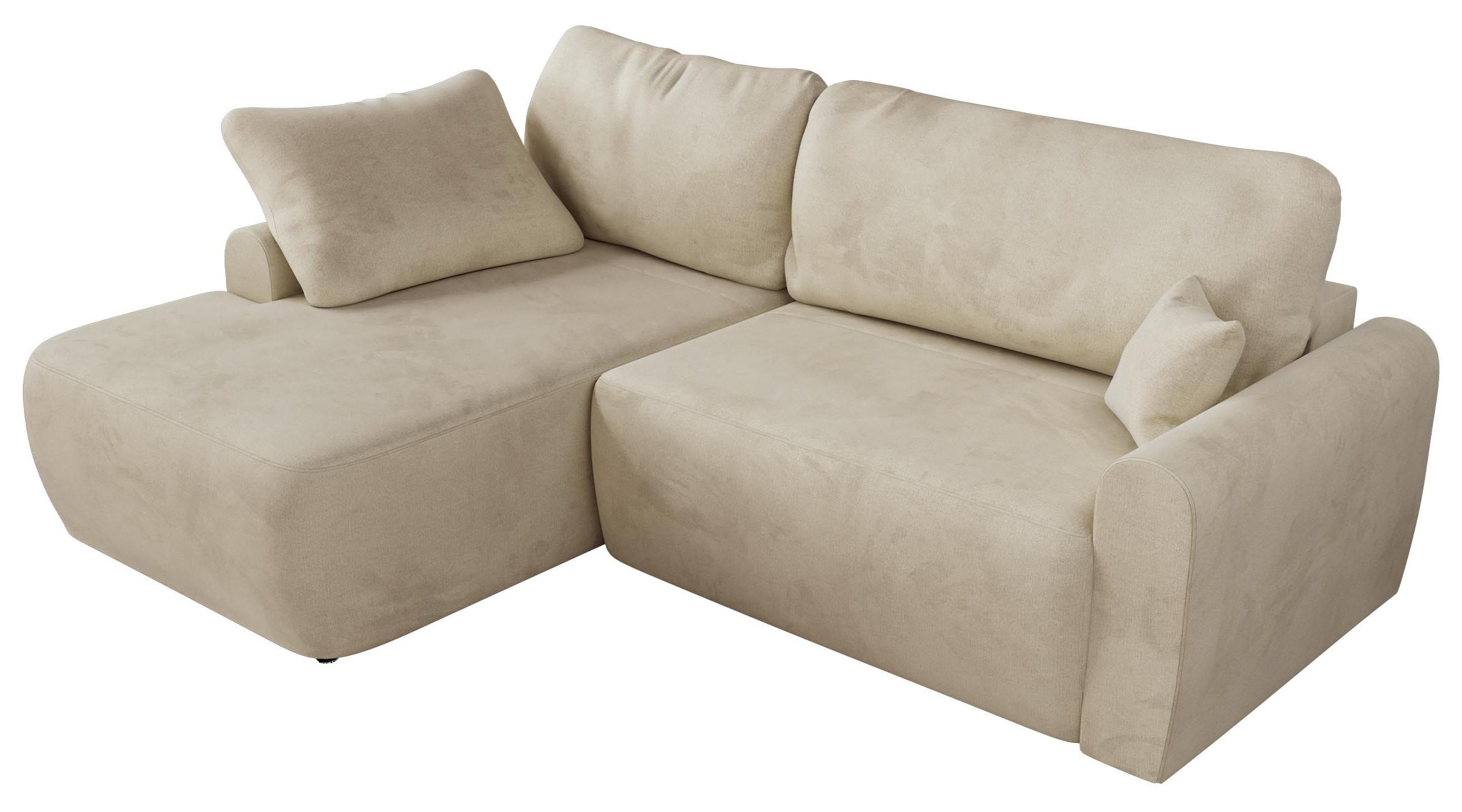 ECKSCHLAFSOFA CUBO L Beige Velvet - links - Beige/Schwarz, Kunststoff/Textil (273/187cm) - MKS
