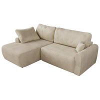 ECKSCHLAFSOFA CUBO L Beige Velvet - links - Beige/Schwarz, Kunststoff/Textil (273/187cm) - MKS