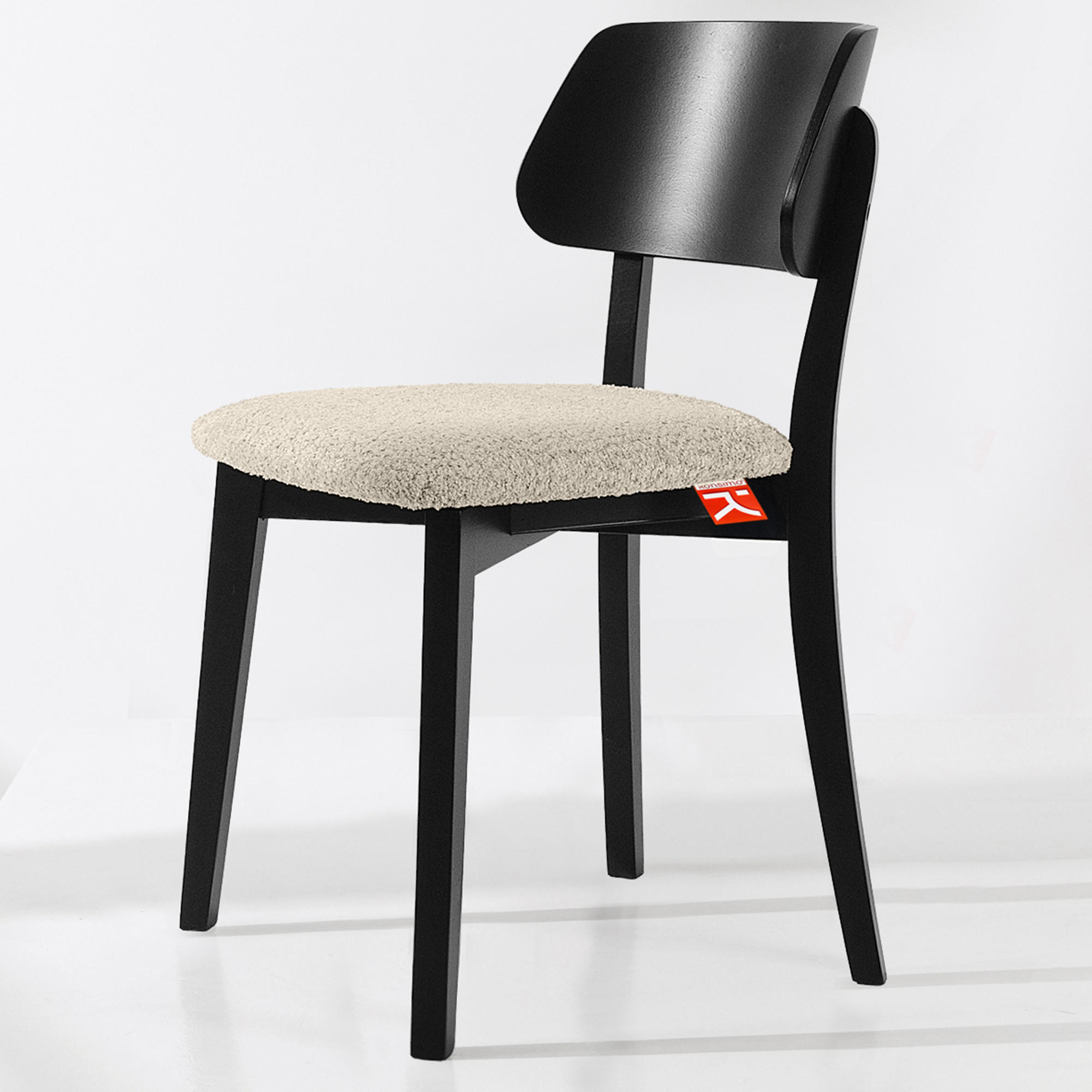 HOLZSTUHL VINIS Esszimmerstuhl, 2-er Set, Bouclé - Creme/Schwarz, Holz/Textil (47/80.5/45cm) - KONSIMO®