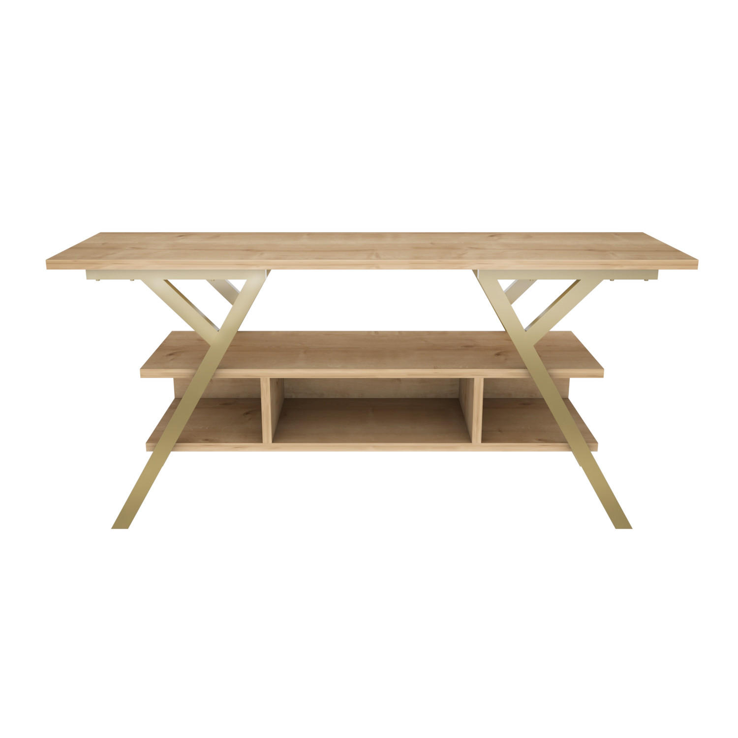 TV Stand Minerva Gold Eiche - Eichefarben/Goldfarben, Holzwerkstoff (120/55/35cm) - Decorotika