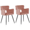 ESSZIMMERSTUHL 2er-Set Samtstoff Rosa Sanilac - Pink, Textil/Metall (52/75/44cm) - Beliani